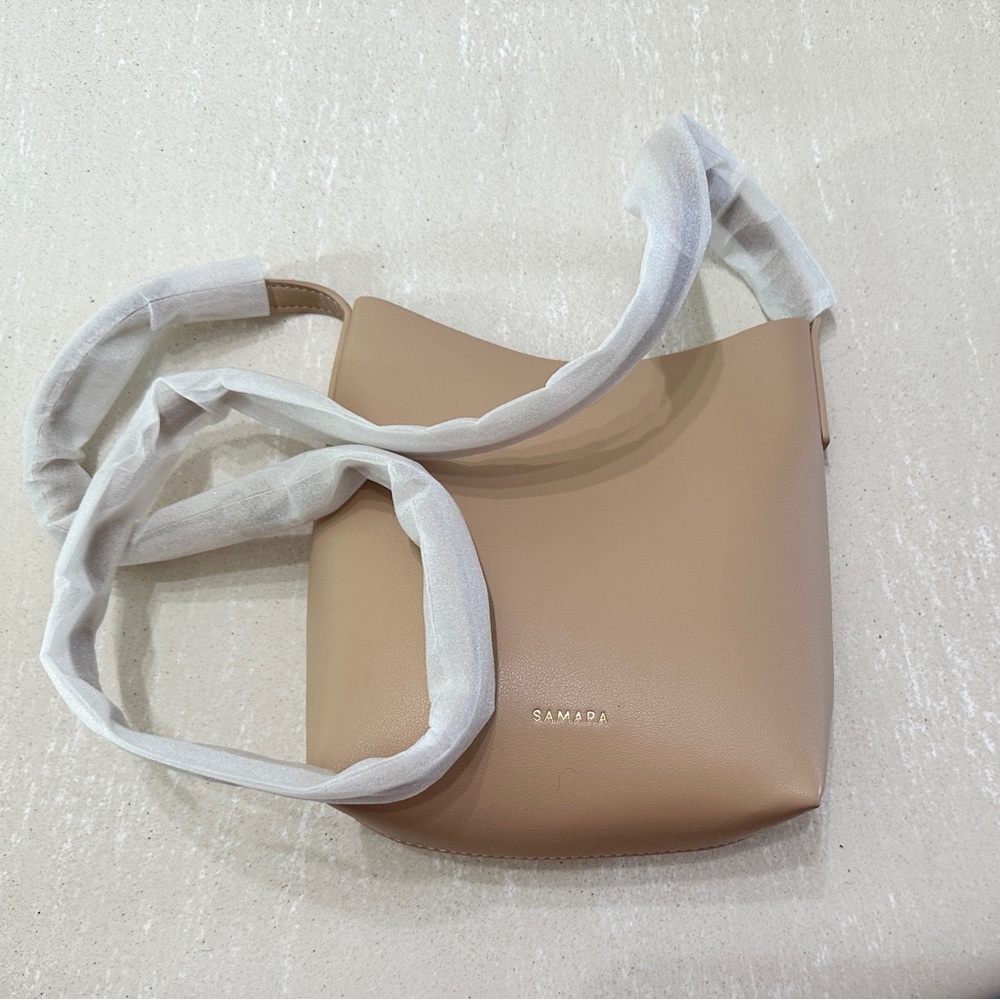 NWT!! Samara vegan leather shoulder bag in sand. Sustainable and eco friendly!